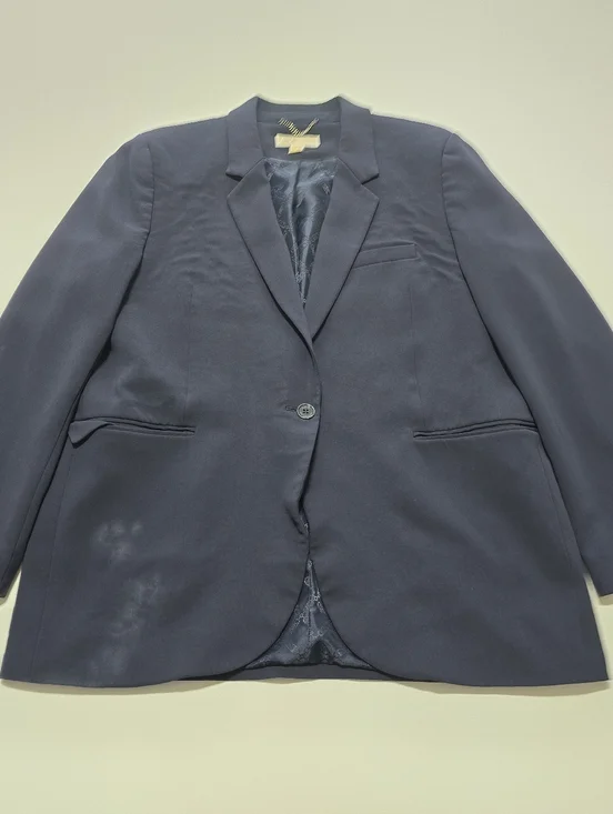 MICHAEL KORS Navy One Button Mensy Blazer Long Sleeve Front Button Size 16 - Picture 2 of 13